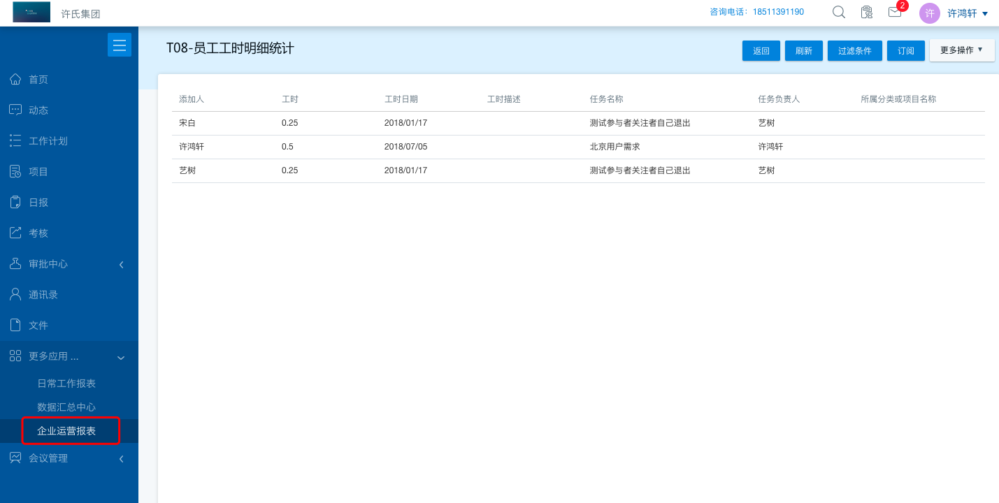 企业运营报表