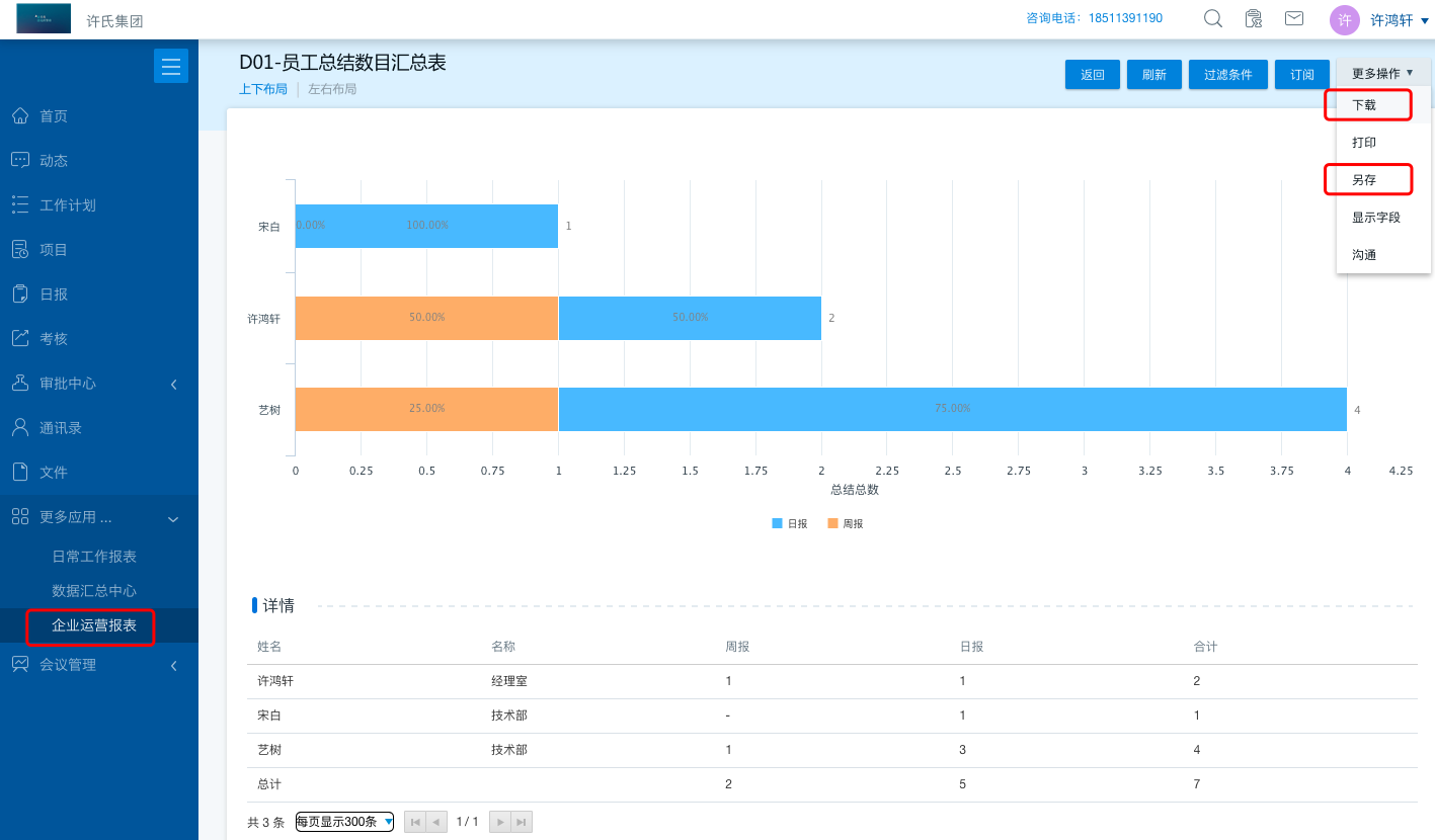 企业运营报表，如何查看和订阅某个项目下的任务明细